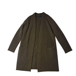 Jenni Kayne Sweater Long Cardigan Coat Women's Small Olive Green Merino Wool Yak